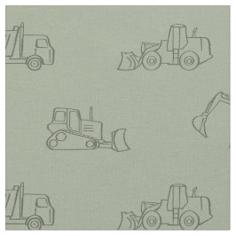 Construction Vehicles Builder Boy Truck Sage Green Stoff
