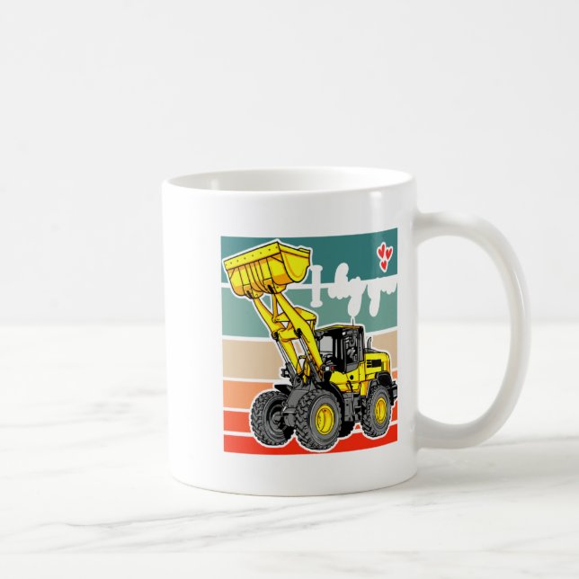 Construction Vehicles Valentines Hearts Excavator  Kaffeetasse (Rechts)