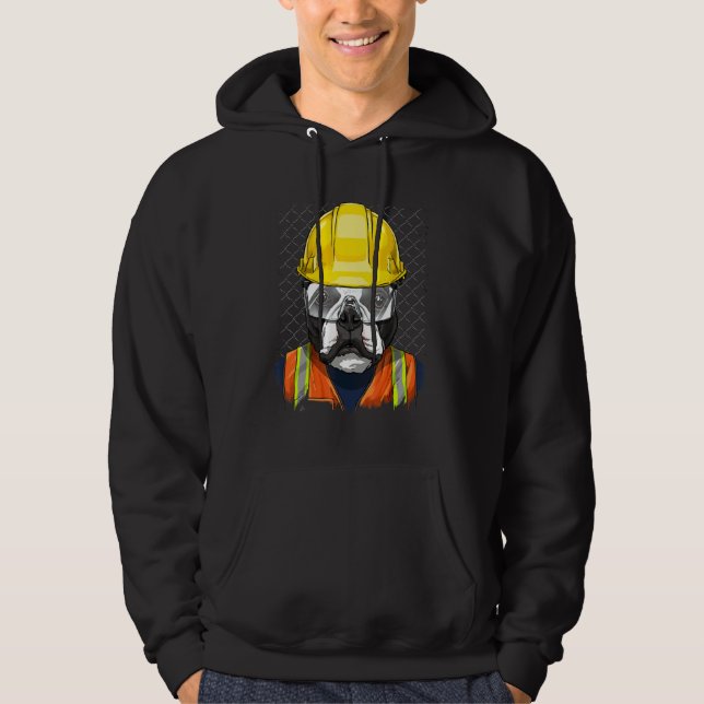 Construction Worker Boston Terrier Laborer Puppy D Hoodie (Vorderseite)