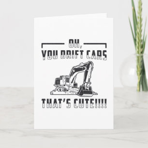 Construction Worker Excavator Drift Cars Cute Dig Karte