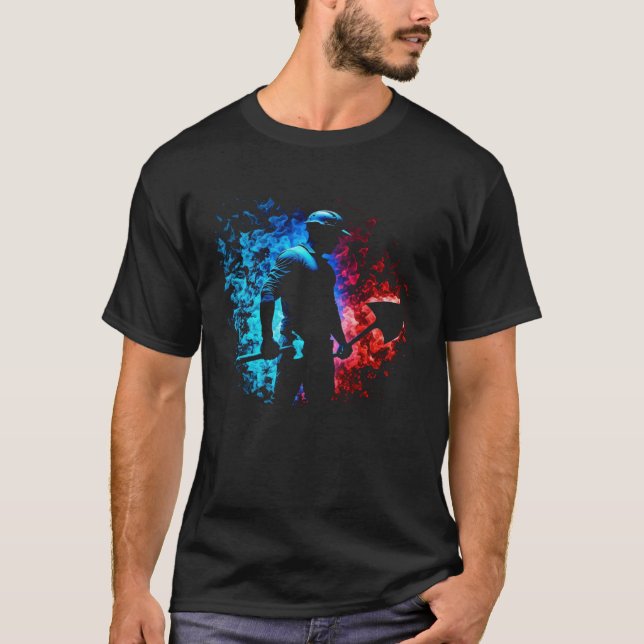 Construction Worker Flames Shovel Civil Engineerin T-Shirt (Vorderseite)