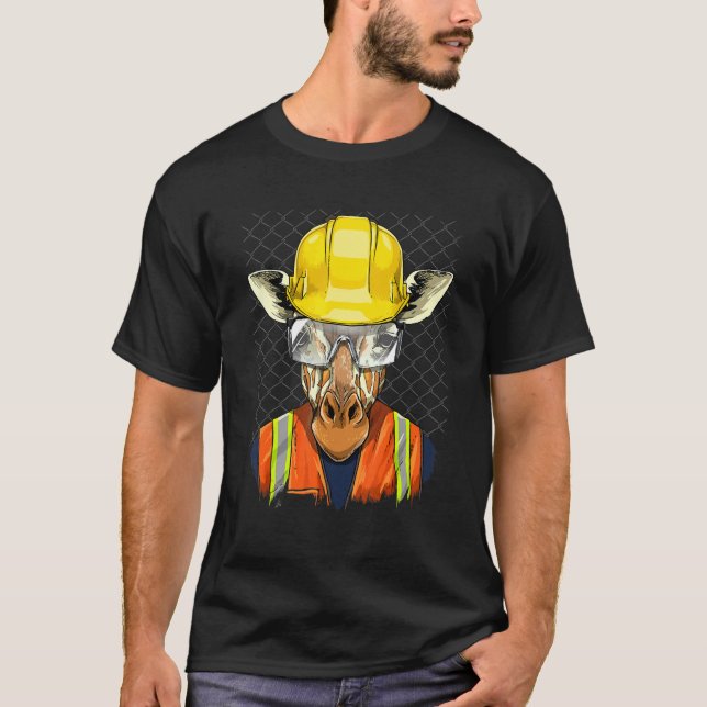 Construction Worker Giraffe Laborer African Animal T-Shirt (Vorderseite)