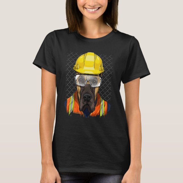 Construction Worker Great Dane Laborer Dog Great D T-Shirt (Vorderseite)