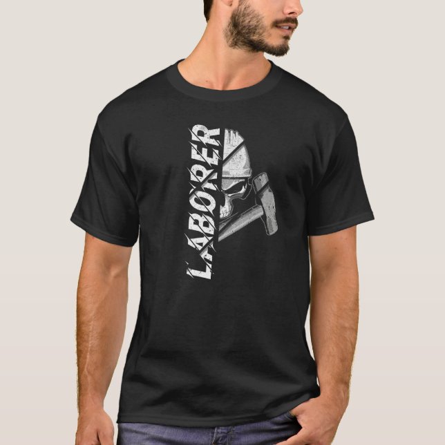 Construction Worker Laborer Skull and Crossed Sled T-Shirt (Vorderseite)