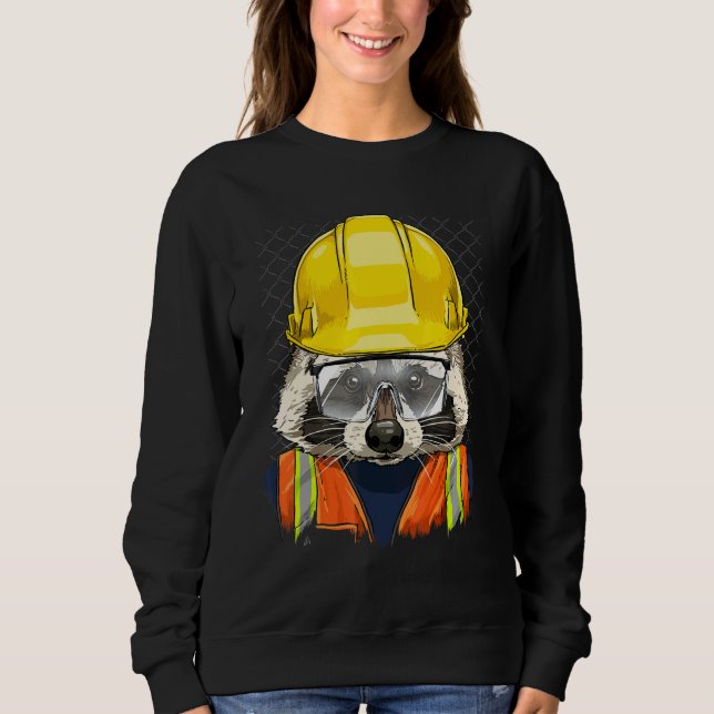 Construction Worker Raccoon Laborer Animal Raccoon Sweatshirt (Vorderseite)