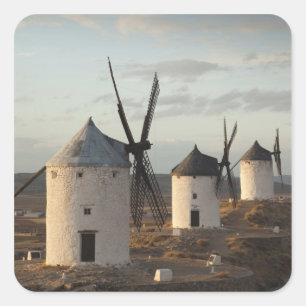 Consuegra, antike Windmühlen La Mancha Quadratischer Aufkleber