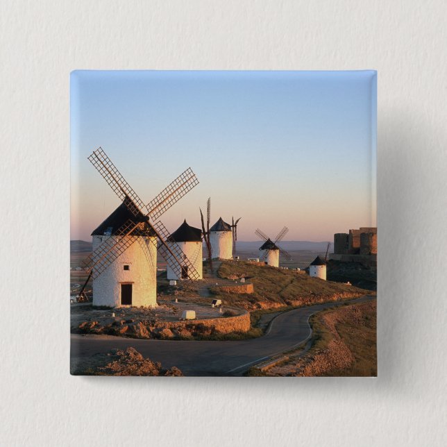 Consuegra, La Mancha, Spanien, Windmühlen Button (Vorderseite)