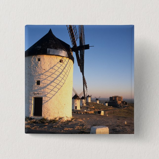 Consuegra, La Mancha, Spanien, Windmühlen Button (Vorderseite)