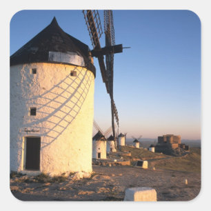 Consuegra, La Mancha, Spanien, Windmühlen Quadratischer Aufkleber