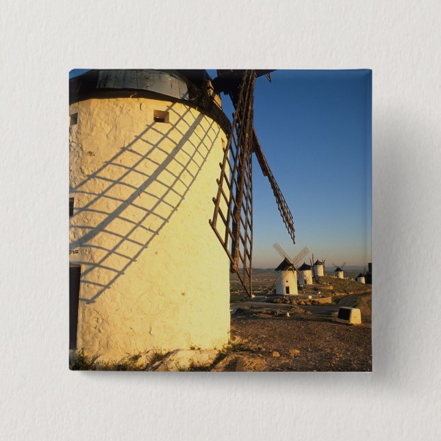 Consuegra, La Mancha, Spanien, Windmühlen und Button (Vorderseite)
