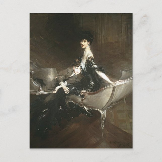 Consuelo Vanderbilt und Son Ivor, Giovanni Boldini Postkarte (Vorderseite)