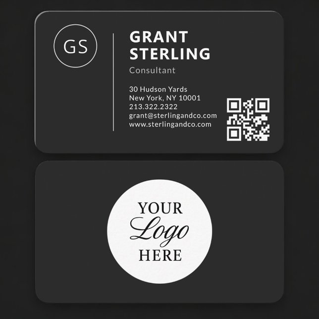 Consultant Black Logo QR Code Professional Visitenkarte (Von Creator hochgeladen)