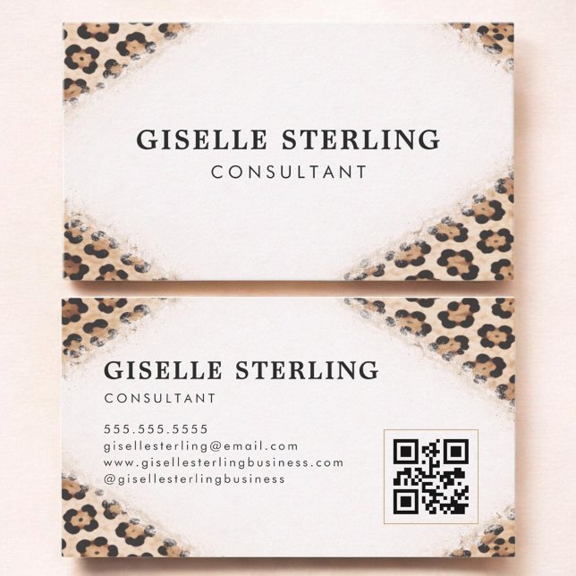 Consultant Cheetah Leopard Print QR Code Visitenkarte (Von Creator hochgeladen)