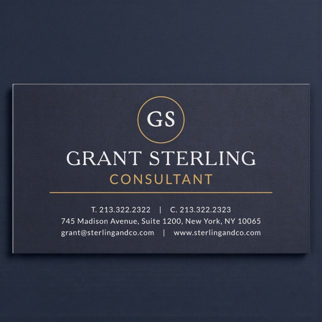 Consultant Navy Blue Gold Luxury Slate Stone Visitenkarte (Von Creator hochgeladen)