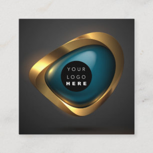 Consulting Gold Aquamarin Graues Abstraktes Logo M Quadratische Visitenkarte