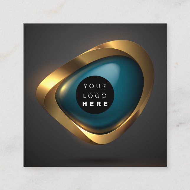 Consulting Gold Aquamarin Gray Abstrakte Logos Mod Quadratische Visitenkarte (Vorderseite)