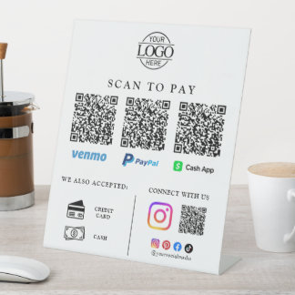 Contactless Qr Code Business Logo Scan To Pay Sockelschild
