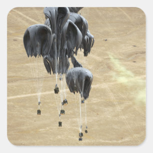 Container-Zustellsystem bündelt Fallschirm Quadratischer Aufkleber