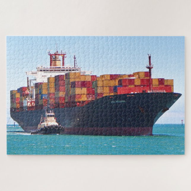 Containerschiff und Schlepper von Messina Puzzle (Horizontal)