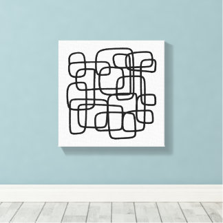 Contemporary Abstract Line Art Black And White Leinwanddruck