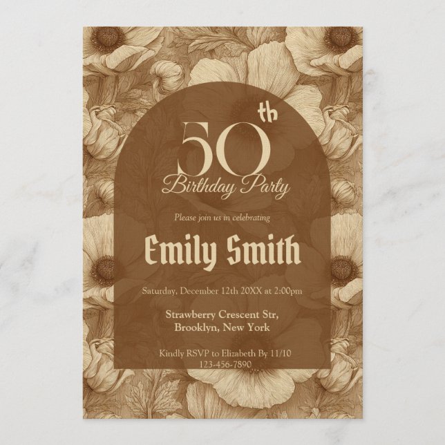 Contemporary Anemones Aesthetic Spring Birthday Einladung (Vorderseite)