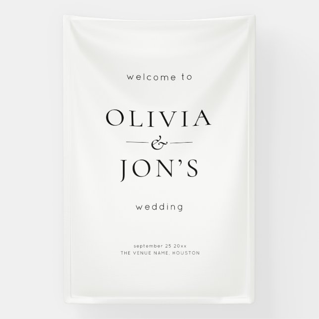 Contemporary Black and White Wedding Welcome  Banner (Vertikal)