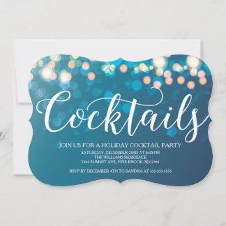 Contemporary Blue Bokeh Cocktail Party Einladung
