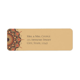 Contemporary Brown Peach Mandala