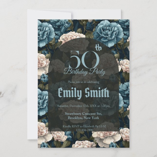 Contemporary Carnation Luxury Birthday Present Einladung (Vorderseite)