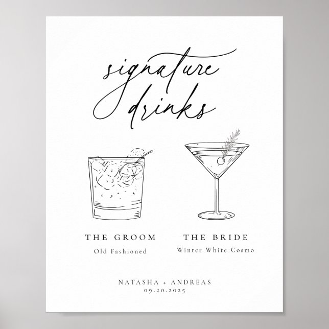 Contemporary Chic Minimalist Signature Drinks Poster (Vorne)