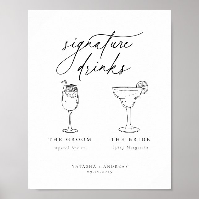 Contemporary Chic Minimalist Signature Drinks Poster (Vorne)