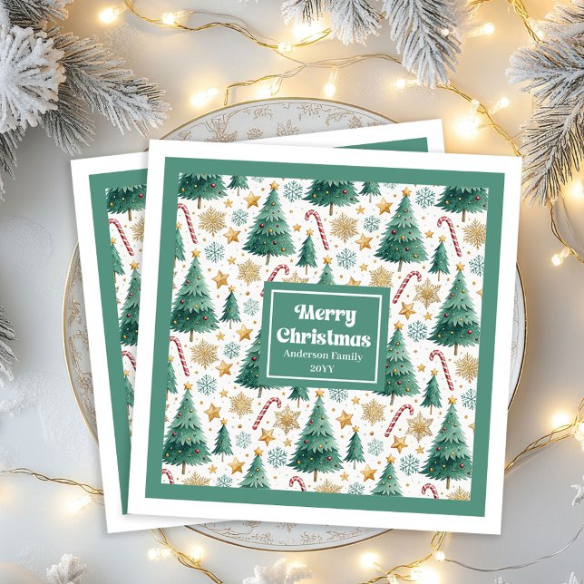 Contemporary Christmas Trees Festive Paper Napkins Serviette (Contemporary Christmas Trees Festive Paper Napkins)
