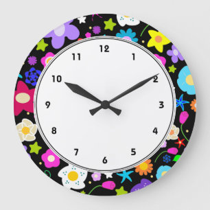 Contemporary Colorful Floral wall clock Große Wanduhr