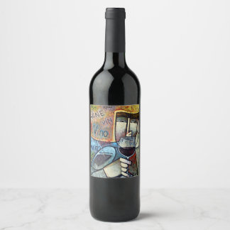 Contemporary Cubist Wine Art Custom Bottle Label Weinetikett