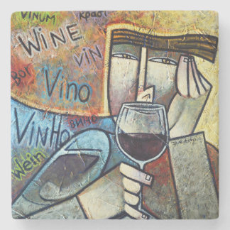 Contemporary Cubist Wine Art Marble Coaster Steinuntersetzer