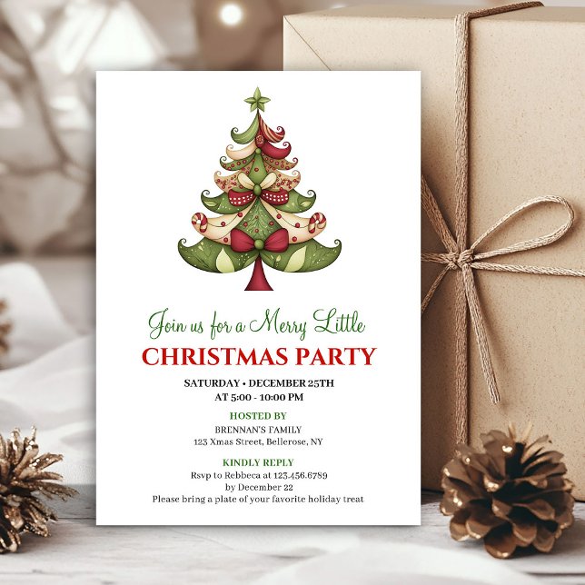 Contemporary designer Christmas tree party invite Einladung (Contemporary designer Christmas tree party invite)