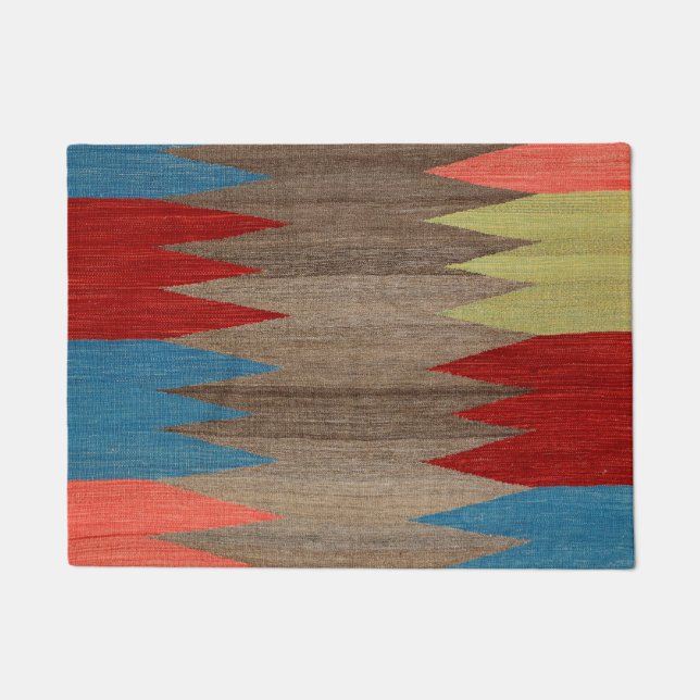 Contemporary Dusty Blue Gray Striped  Fußmatte (Vorderseite)