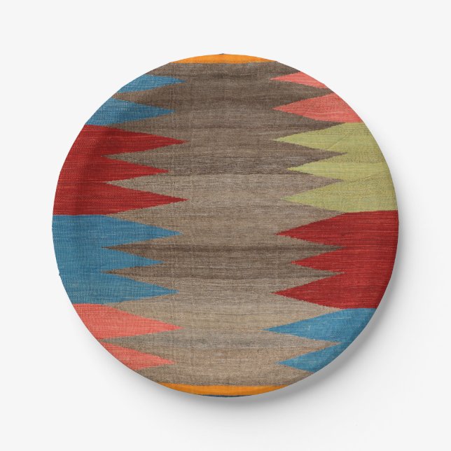 Contemporary Dusty Blue Gray Striped  Pappteller (Vorderseite)