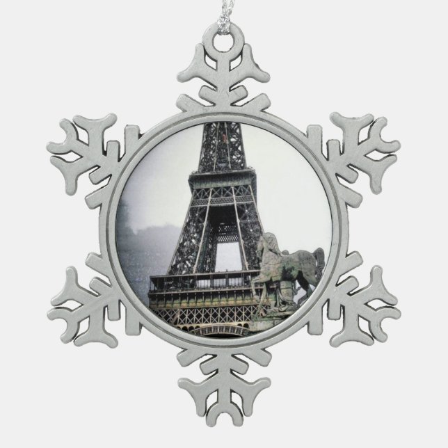 Contemporary Eiffel tower Schneeflocken Zinn-Ornament (Vorderseite)