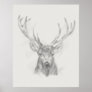 Contemporary Elk Sketch Poster