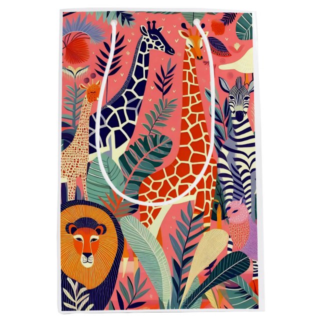 Contemporary exotic animals and birds 1 pink mittlere geschenktüte (Vorderseite)