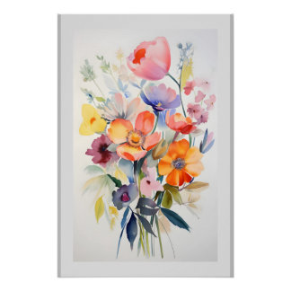 Contemporary Floral Wall Decor Art # 1 Poster
