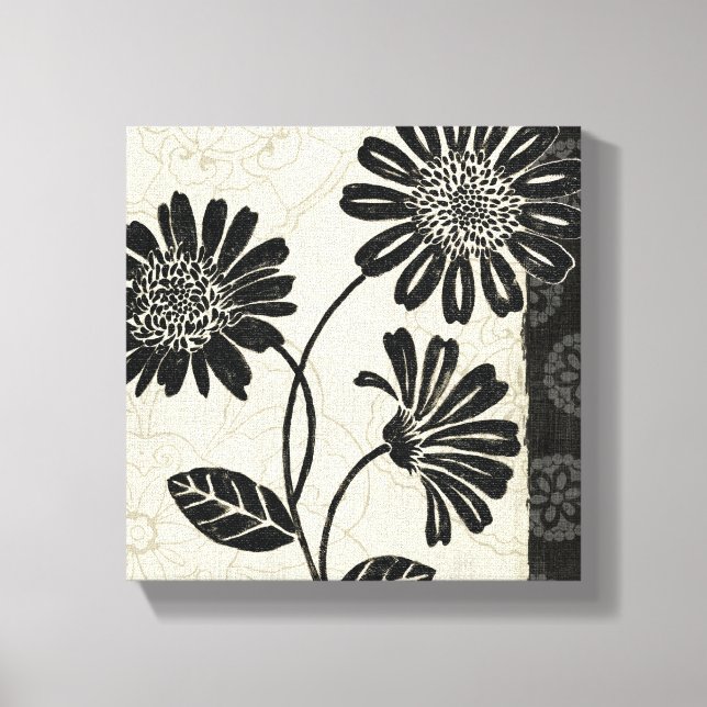 Contemporary Florals in Black and White Leinwanddruck (Vorderseite)