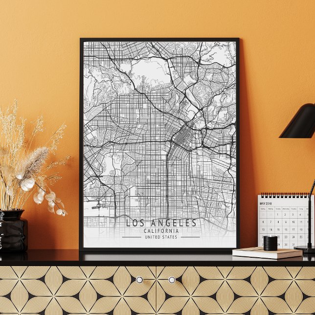 Contemporary Los Angeles California Street Map Poster (Von Creator hochgeladen)