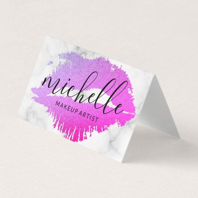 Contemporary Makeup Artist Elegant Kiss Marble Visitenkarten (Vorderseite)