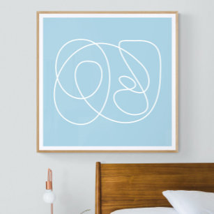 Contemporary Minimalist Abstract Line Pastel Blue Poster