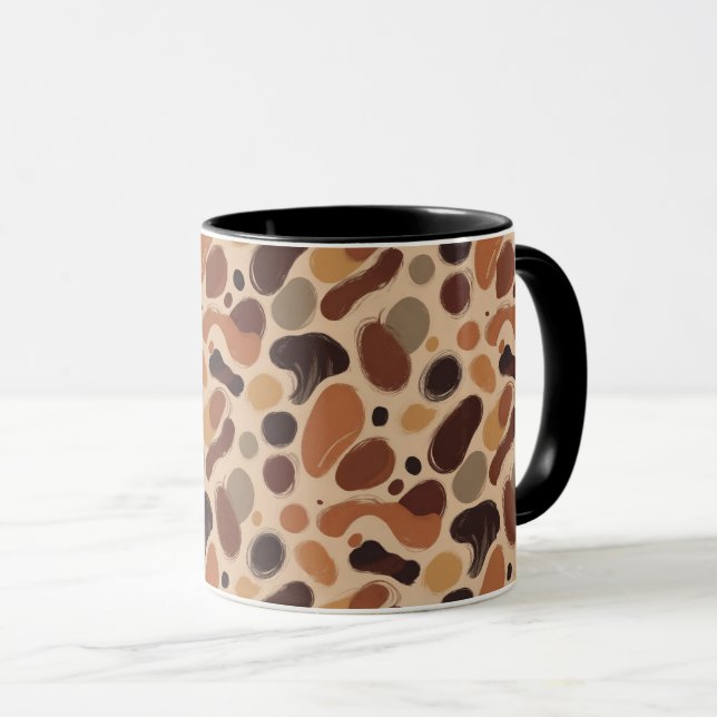 Contemporary Organic Pattern Mug – Earthy Tones Tasse (VorderseiteRechts)