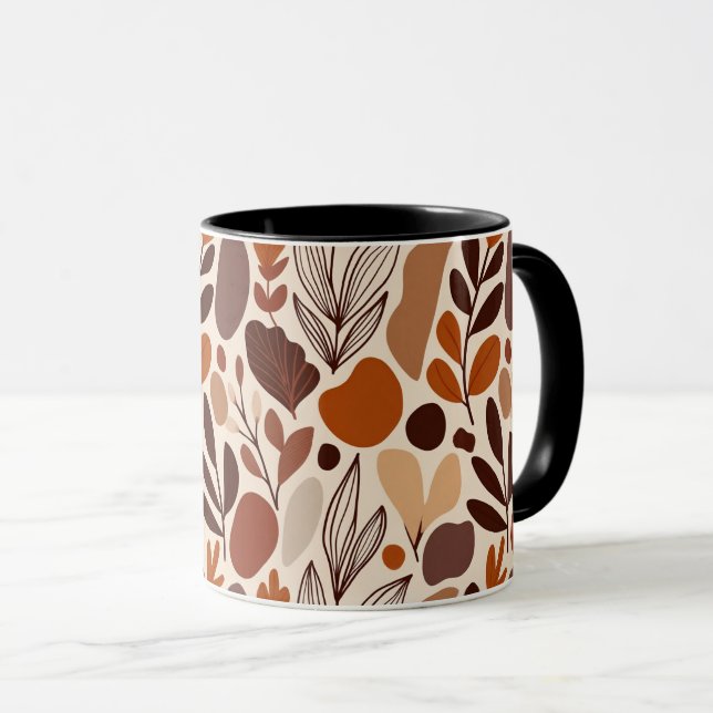 Contemporary Organic Pattern Mug – Earthy Tones Tasse (VorderseiteRechts)