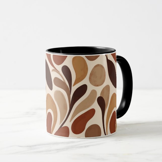 Contemporary Organic Pattern Mug – Earthy Tones Tasse (VorderseiteRechts)