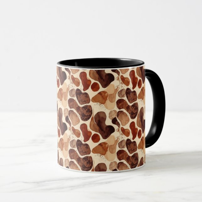 Contemporary Organic Pattern Mug – Earthy Tones Tasse (VorderseiteRechts)